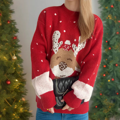 Pull femme avec motif de renne festif et design céleste Chic und Stil