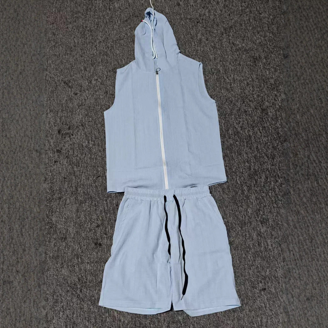 Men's sleeveless zip-up hoodie and shorts set Chic and Style