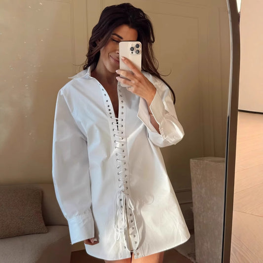Chemisier femme avec design à volants et élégant lacet Chic und Stil