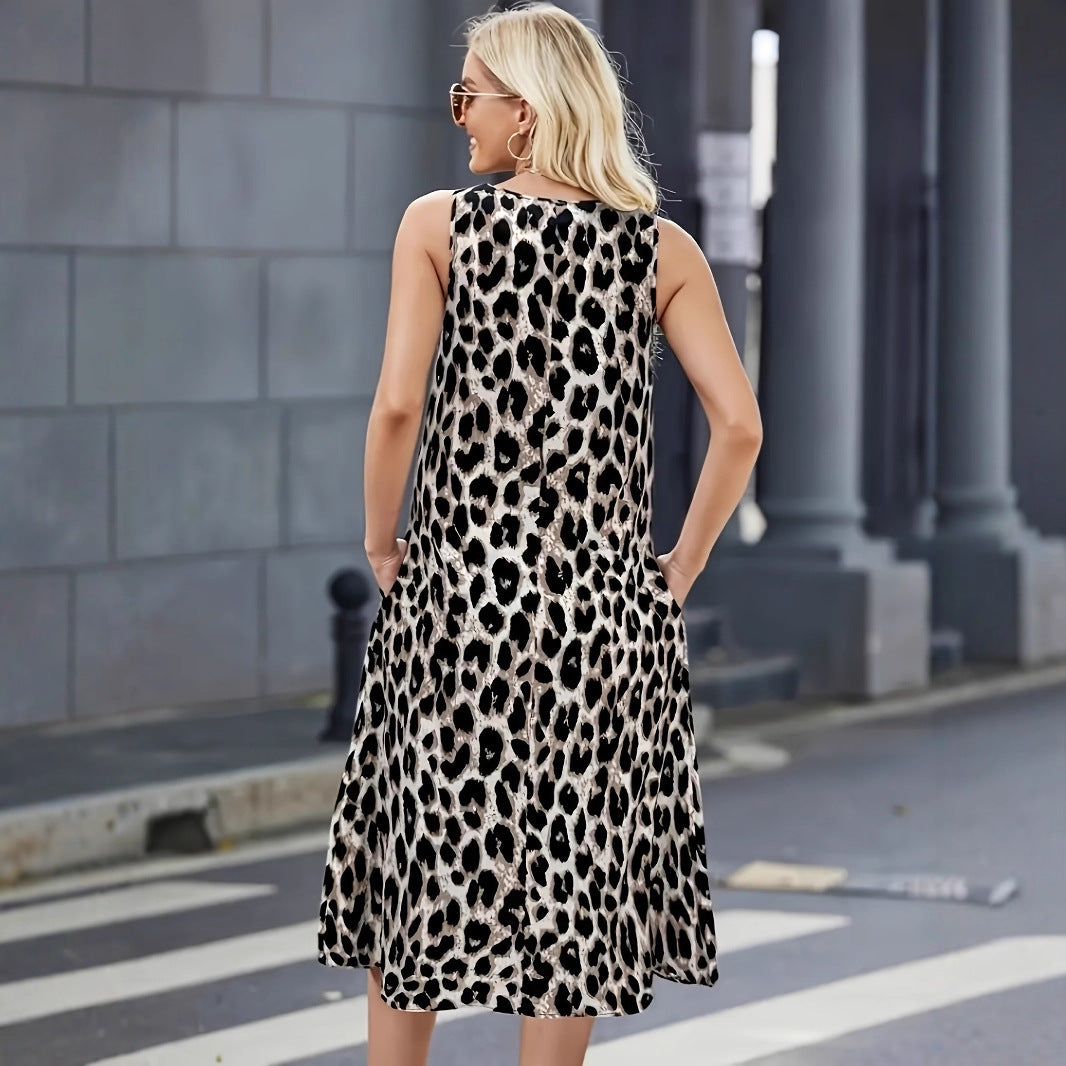 Robe d'été pour femmes avec un motif léopard tendance et poches pratiques Chic und Stil