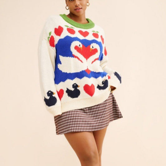 Pull en tricot pour femmes avec motif animal et accents colorés Chic und Stil