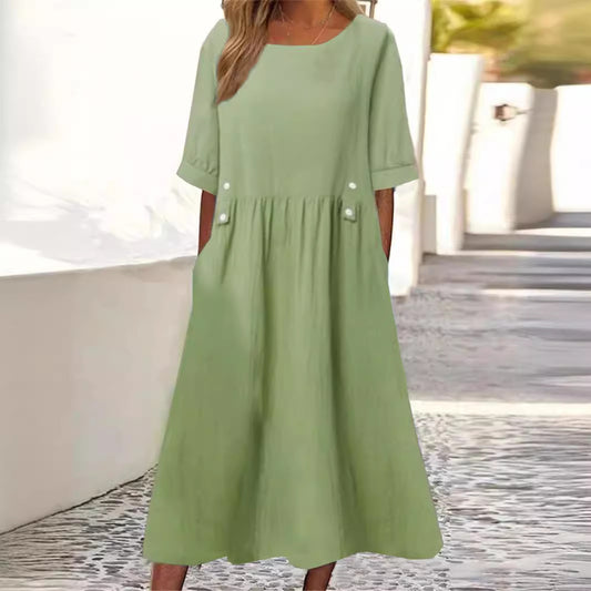 Robe d'été femme simple avec poches pratiques et une coupe décontractée Chic und Stil