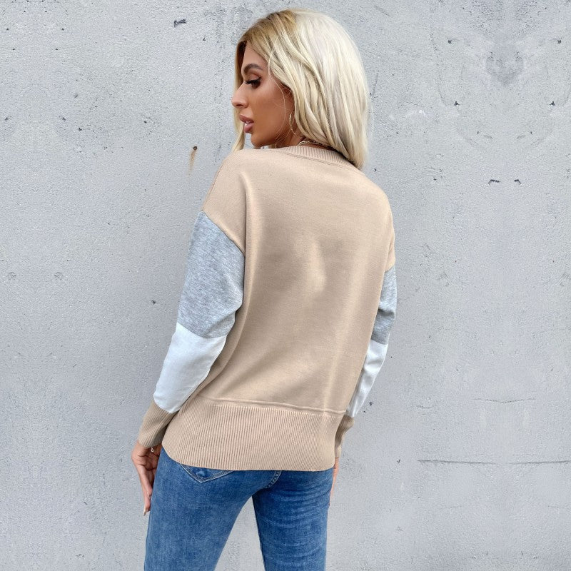 Pull décontracté pour femmes avec design de bloc de couleur géométrique Chic und Stil