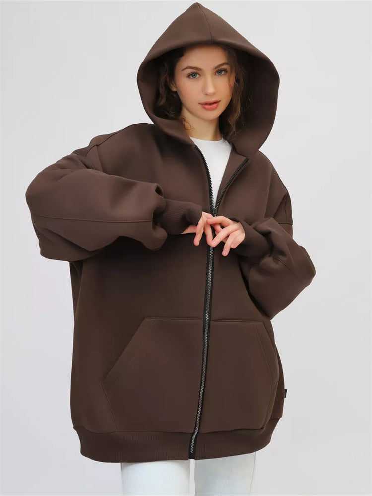 Dame Veste à Capuche Oversize avec Fermeture Éclair Intégrale et Coupe Extrêmement Confortable Chic und Stil