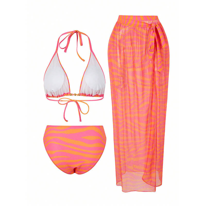 Women Elegant triangle bikini set and sheer cover-up Chic and Style