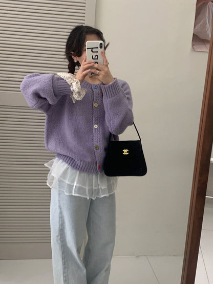 Dames Pull-over douillet avec des boutons colorés et coupe décontractée Chic und Stil