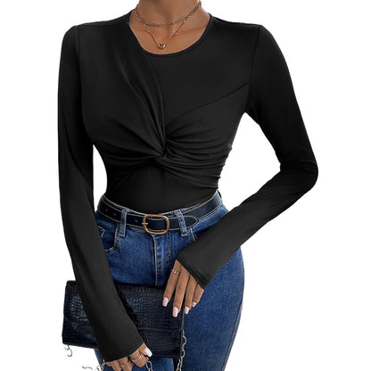 Body long à manches longues ajusté pour femme avec détail twist Chic und Stil