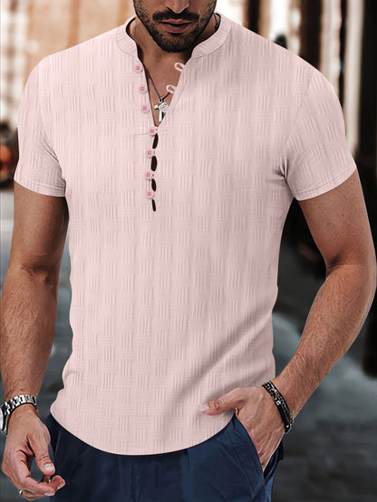 Chemise à manches courtes structurée pour hommes avec détails de boutons modernes Chic und Stil