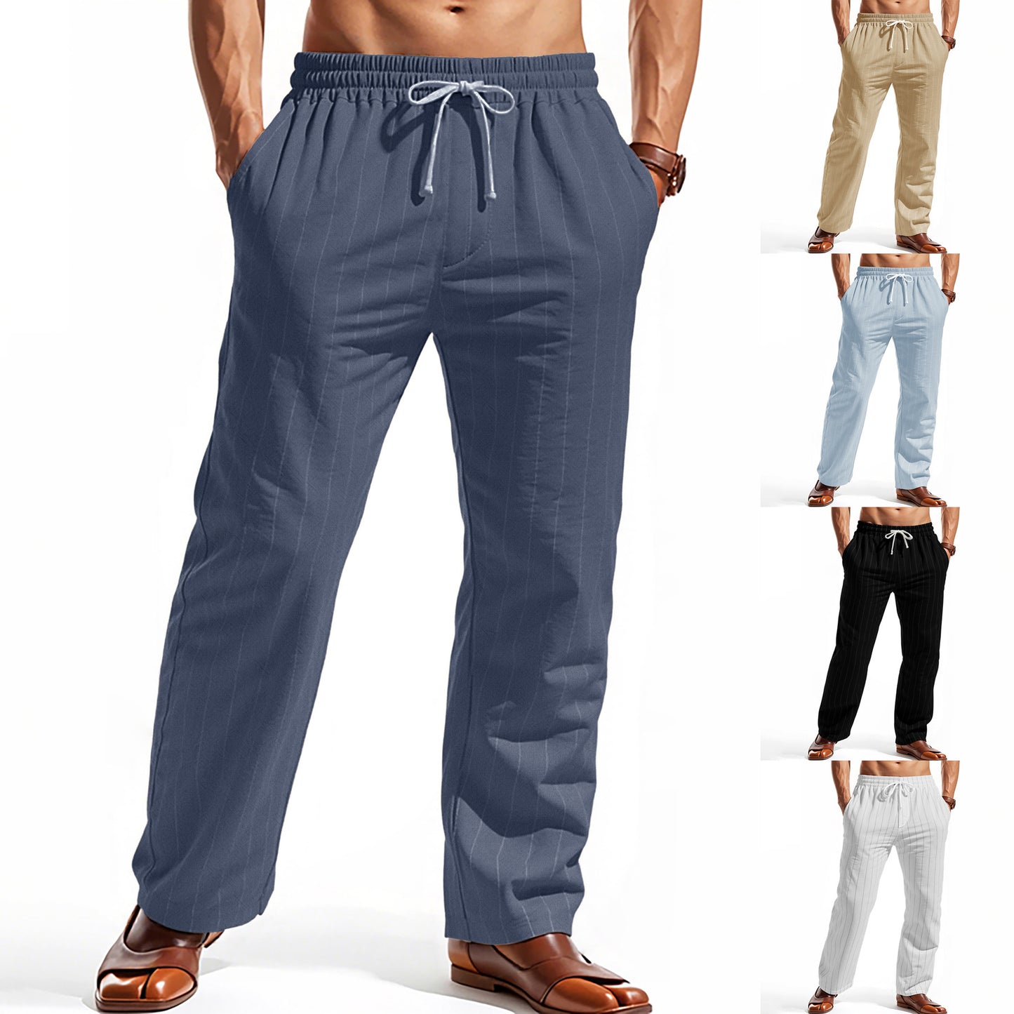 Casual pants for men with elastic waistband and stylish striped look Chic und Stil