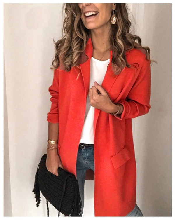 Dames élégante long manteau avec poches Chic und Stil
