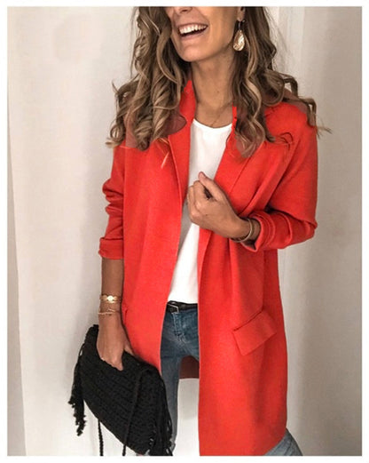 Dames élégante long manteau avec poches Chic und Stil