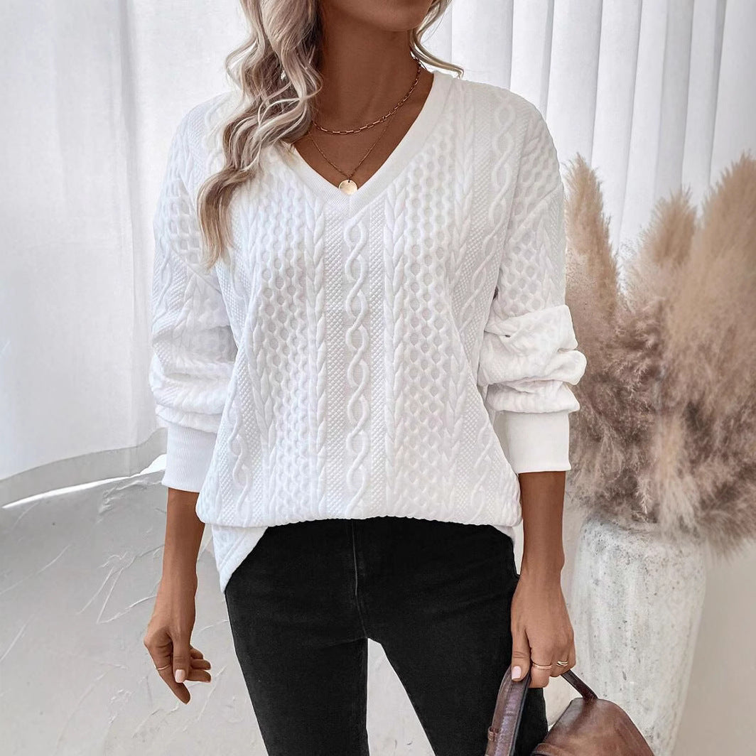 Pull en tricot pour femmes avec un profond décolleté en V et un motif texturé Chic und Stil