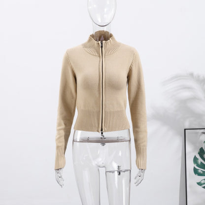 Dames Élégante veste en tricot avec fermeture éclair intégrale Chic und Stil