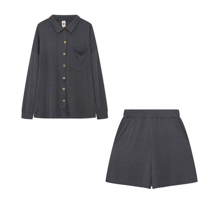 Chic and Style women's casual shirt and shorts set with chest pocket