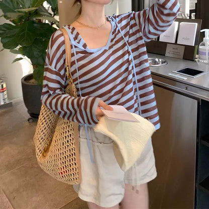 Haut à capuche pour femme léger à manches longues Chic und Stil