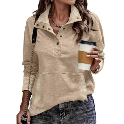 Pull sportif pour femmes de style vintage avec col montant et boutons pression Chic und Stil