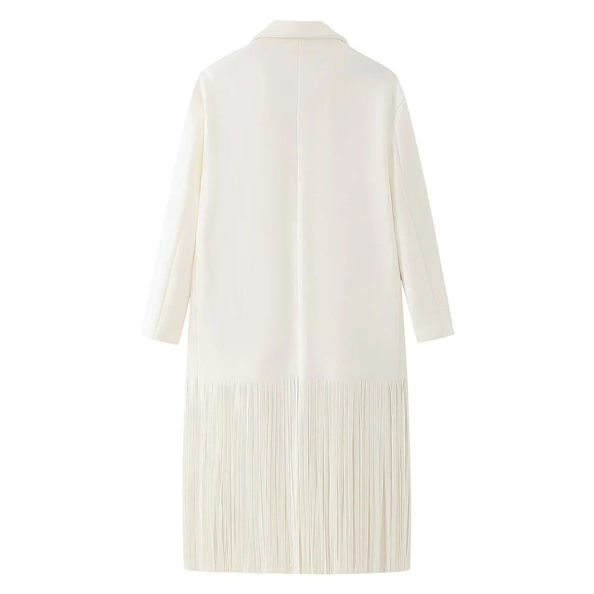 Dames élégante long manteau avec des détails frangés Chic und Stil