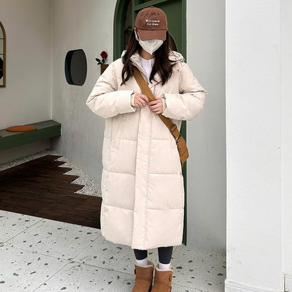 Dames élégante long parka avec capuche pratique et rembourrage chaud Chic und Stil