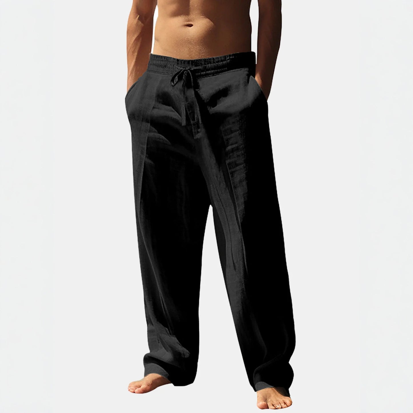 Casual linen pants for men with elastic waistband and side pockets Chic and Style