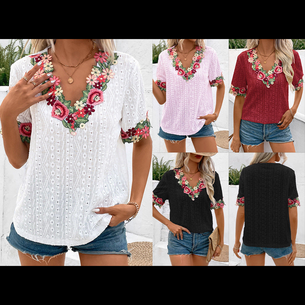 Chemisier pour femmes avec broderies florales et manches aériennes Chic und Stil