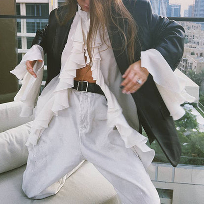 Chemisier à volants pour femmes avec des manches évasées Chic und Stil