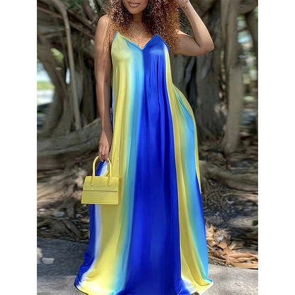Robe maxi femme avec un dégradé de couleur fluide et de délicates bretelles spaghetti Chic und Stil