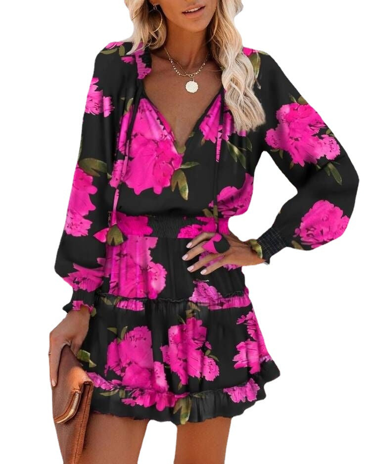 Women's Elegant Chic and Style Ruffled Floral Mini Dress