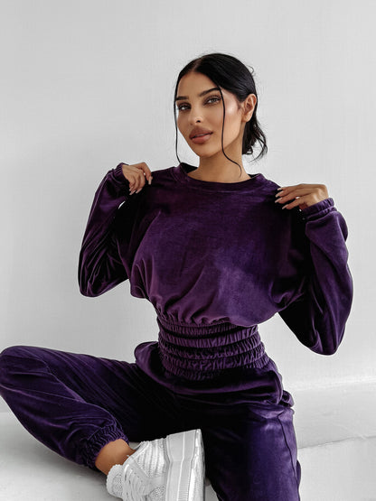 Dames Fleece-Cropped-Pantalon avec capuche et pantalons amples Chic und Stil