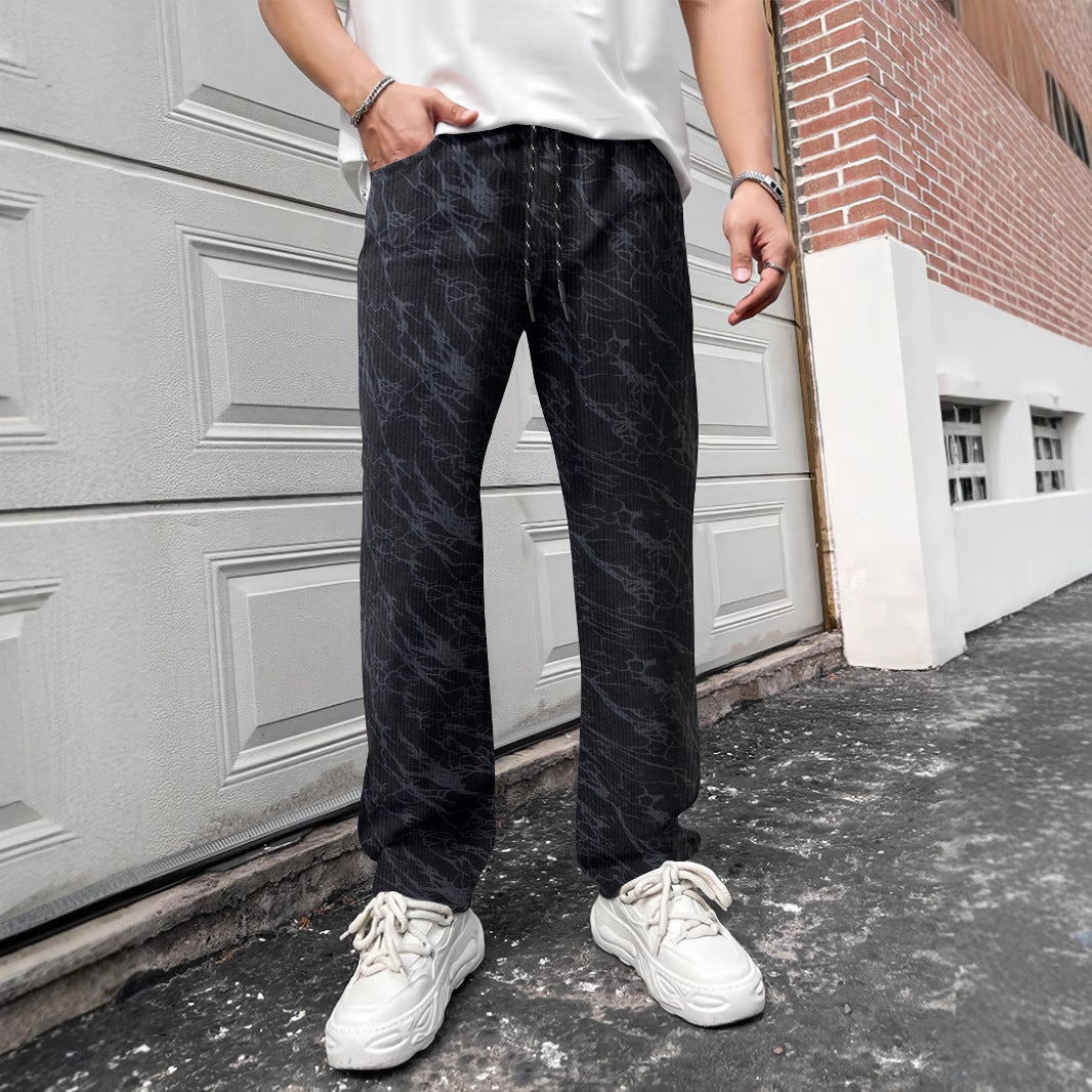 Casual leisure pants for men with elastic waistband and trendy Chic und Stil pattern
