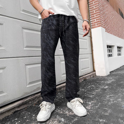 Casual leisure pants for men with elastic waistband and trendy Chic und Stil pattern