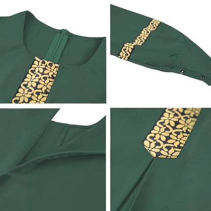 Robe kaftan pour femmes avec des accents dorés élégants et des manches longues Chic und Stil