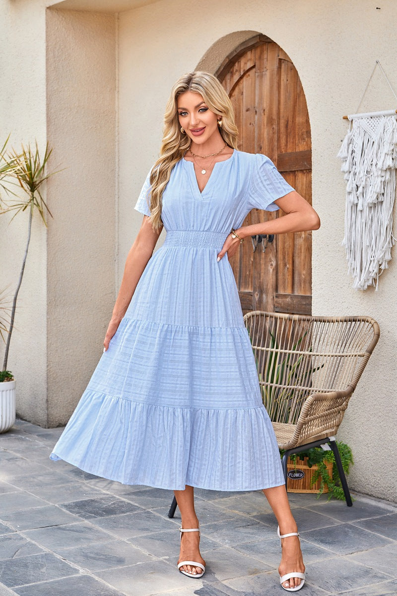 Robe maxi pour dames en tissu léger rayé Chic und Stil