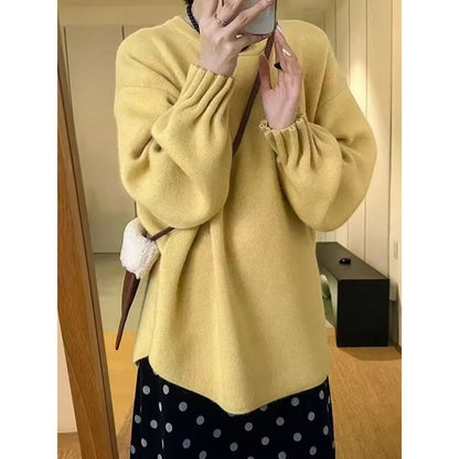 Pull décontracté pour femmes avec design de manches texturées enroulées Chic und Stil