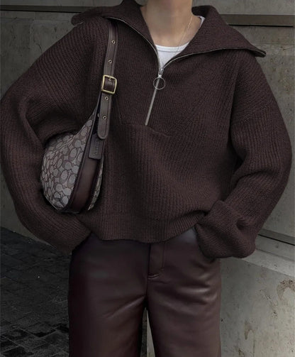 Pull en tricot pour femmes avec zipper et coupe décontractée Chic und Stil