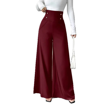 High-waisted palazzo pants for women with decorative buttons Chic and Style