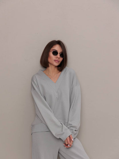 Femme Pull décontracté à col en V Chic und Stil