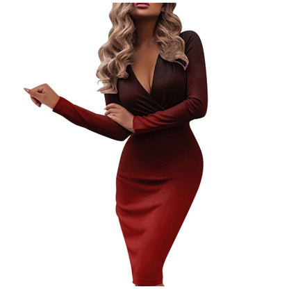 Robe enroulée élégante pour femmes avec manches longues Chic und Stil