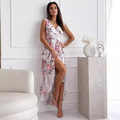 Robe maxi florale femme haute-basse Chic und Stil