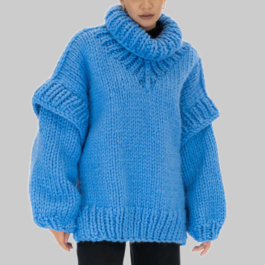 Pull en tricot ample pour femmes avec des manches volumineuses et un col montant Chic und Stil
