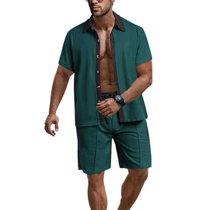 Homme ensemble de chemise à manches courtes décontractée et de shorts au design structuré Chic und Stil