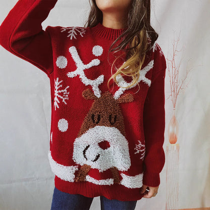 Pull de Noël douillet pour femmes avec un motif de renne amusant Chic und Stil