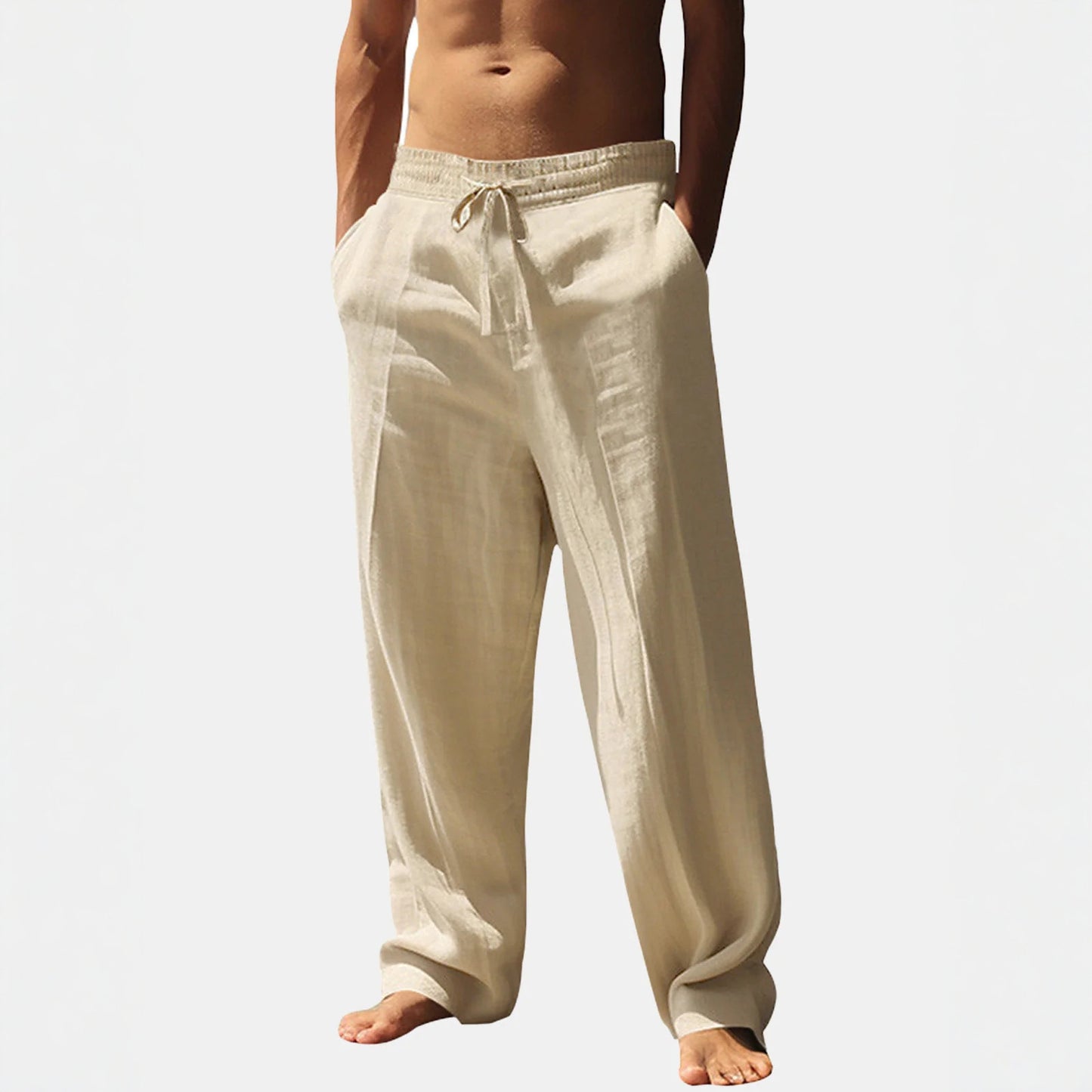 Casual linen pants for men with elastic waistband and side pockets Chic and Style