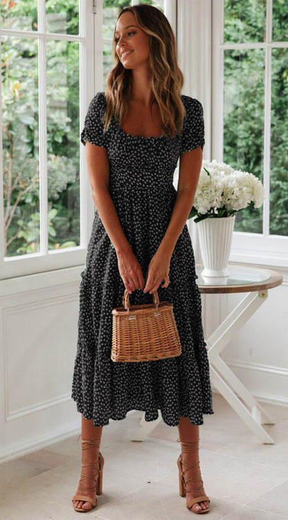 Robe midi à fleurs à volants pour femme Chic und Stil