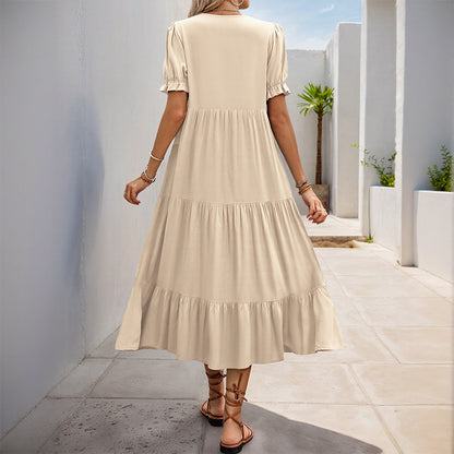 Robe midi élégante pour femmes avec détails de bouton Chic und Stil