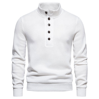 Pull-over pour homme avec col montant confortable, patte de boutonnage et design texturé Chic und Stil