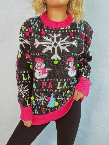 Pull féminin de Noël avec des applications colorées et un design festif Chic und Stil