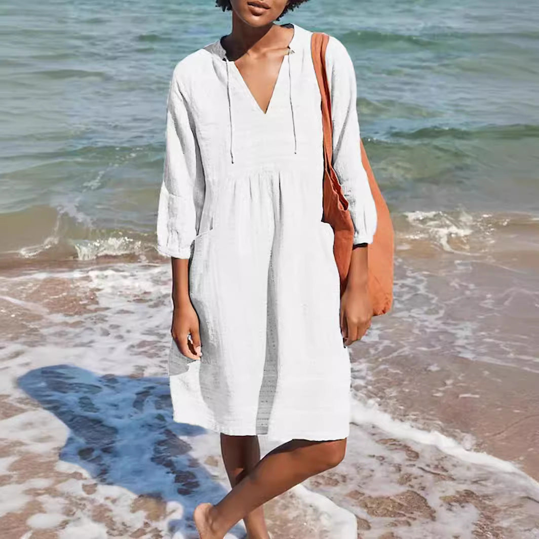 Robe d'été décontractée pour femmes avec capuche et poches Chic und Stil