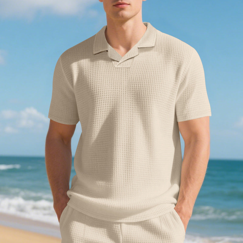 Polo décontracté pour hommes en matériau respirant avec design structuré Chic und Stil