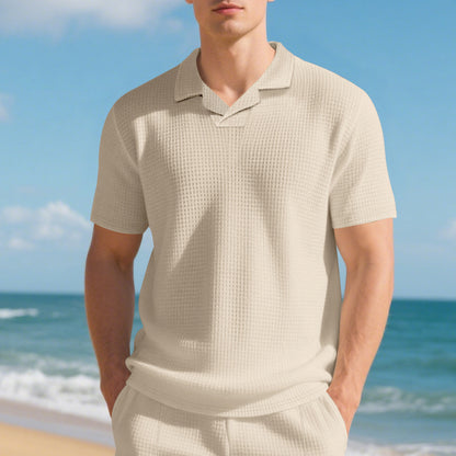 Polo décontracté pour hommes en matériau respirant avec design structuré Chic und Stil