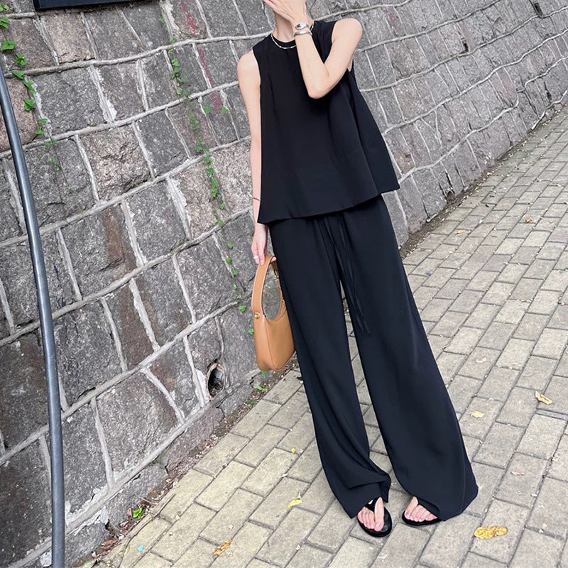 Fluid Peplum Top and Chic Wide Pants Set